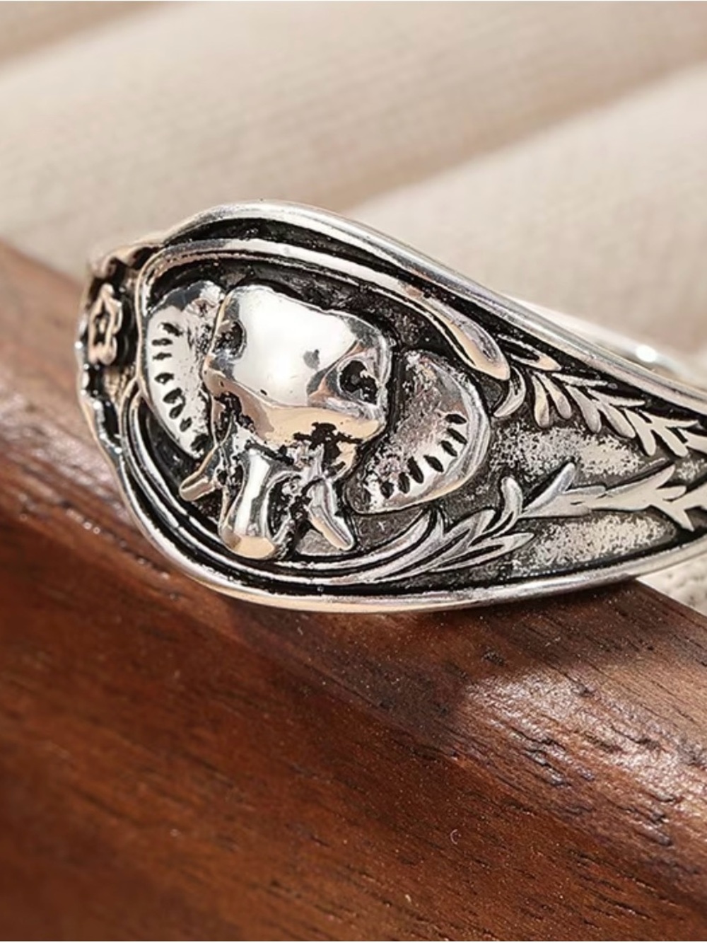 Sterling Silver Elephant Signet Ring - Silver